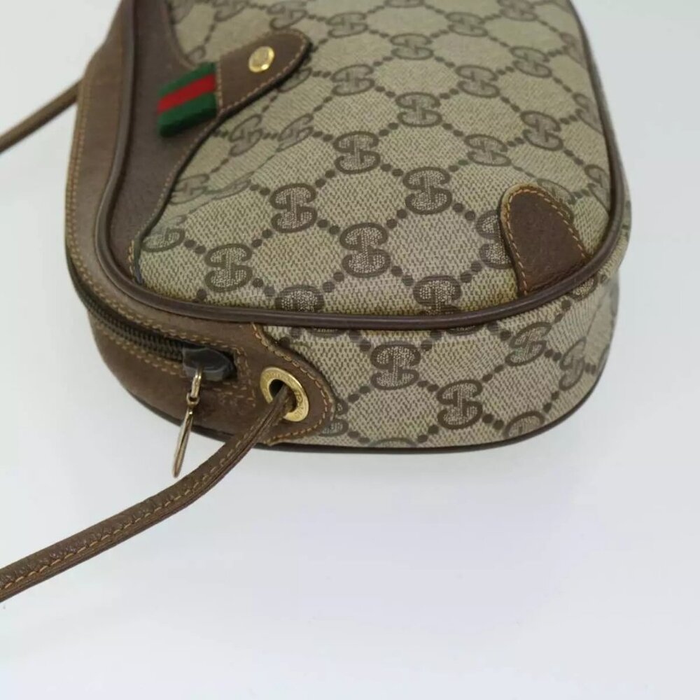 GUCCI GG Supreme Web Sherry Line Shoulder Bag PVC Beige authentic - Picture 11 of 15